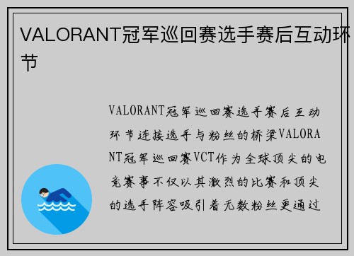 VALORANT冠军巡回赛选手赛后互动环节