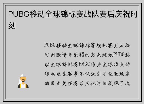 PUBG移动全球锦标赛战队赛后庆祝时刻
