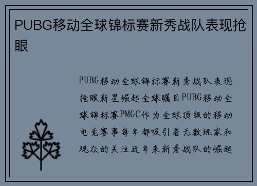 PUBG移动全球锦标赛新秀战队表现抢眼